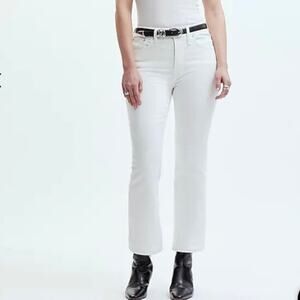 madewell curvy kick out crop jean pure white no696 women size 30